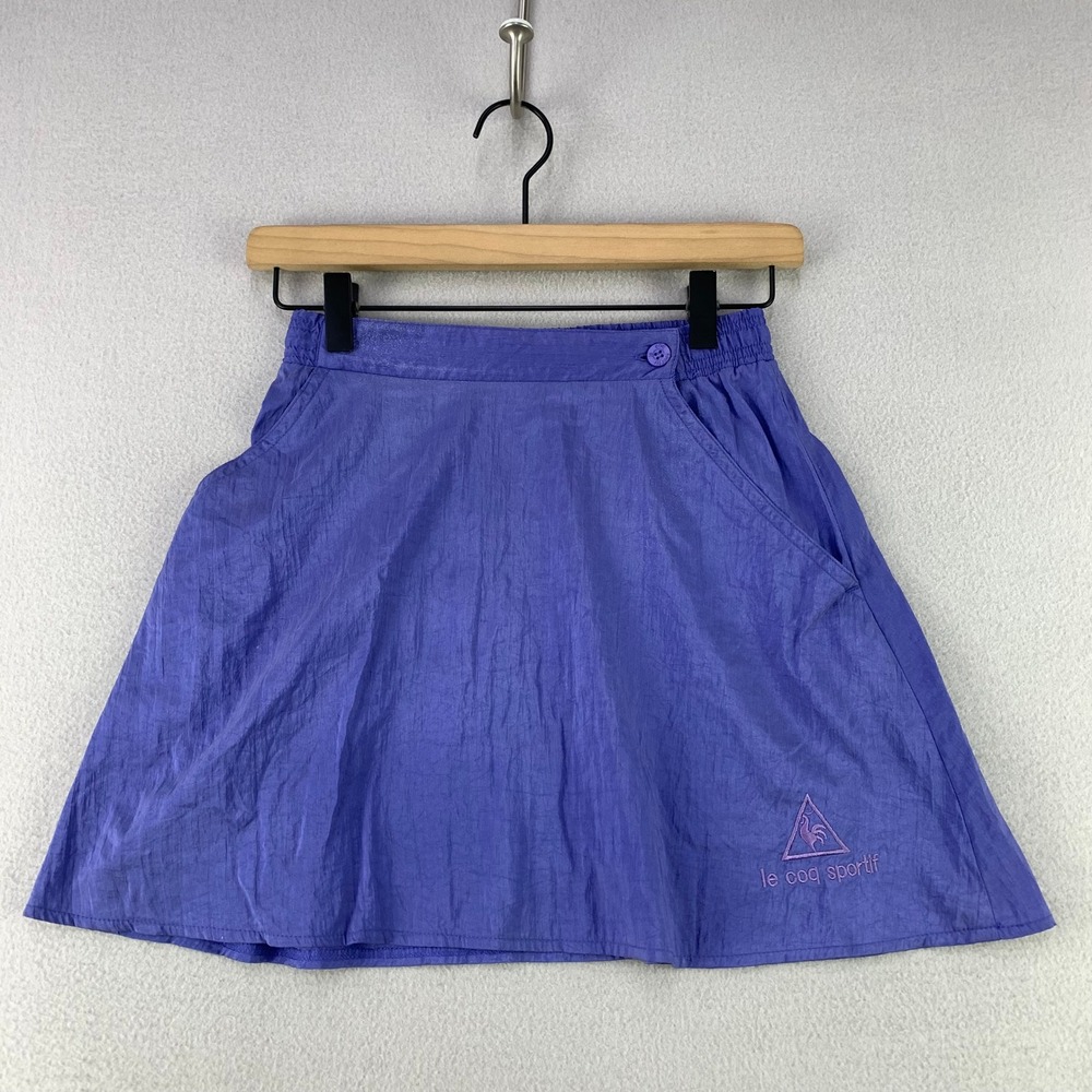 Vintage Le Coq Sportif Mini Tennis Skirt Womens Small Purple 80s Nylon Athletic